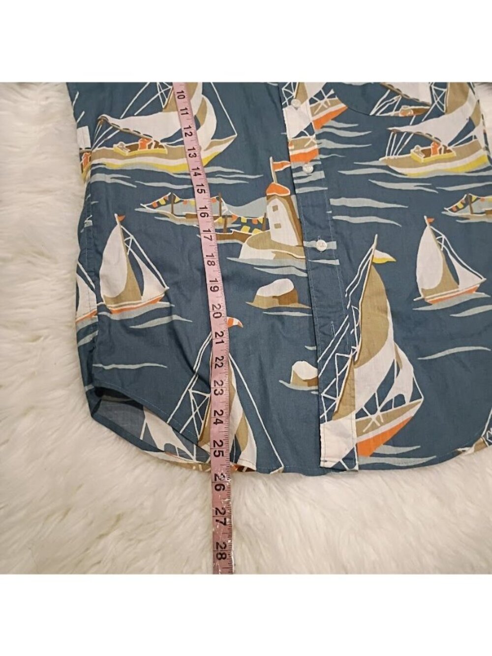 J.Crew XS Cotton Sailing Print Short Sleeve Shirt Blue Casual - Picture 5 of 10
